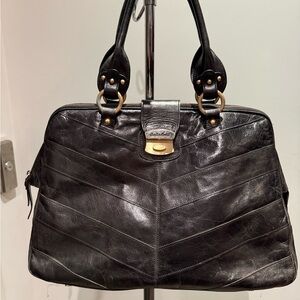 NWOT Black Genuine Leather large bag- Charles David - designer direct